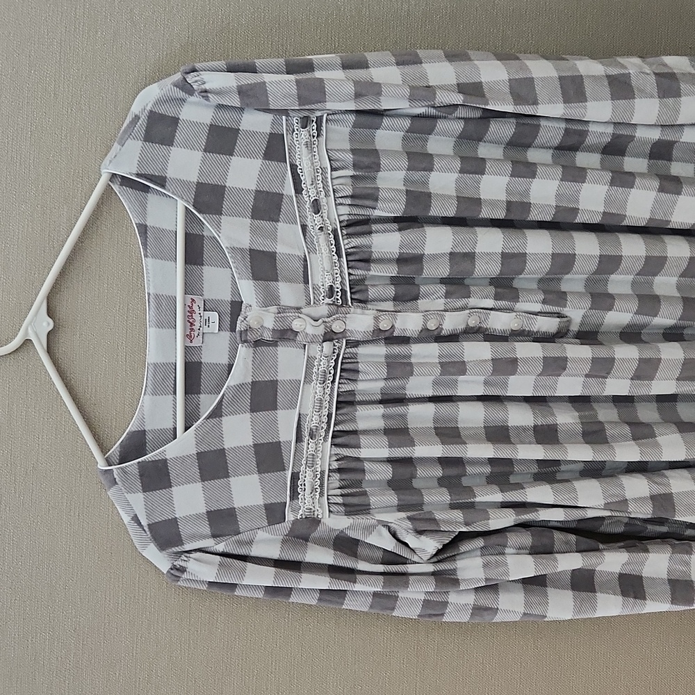 Lanz Of Salzburg Gray And White Nightgown Size Large - Picture 3 of 14